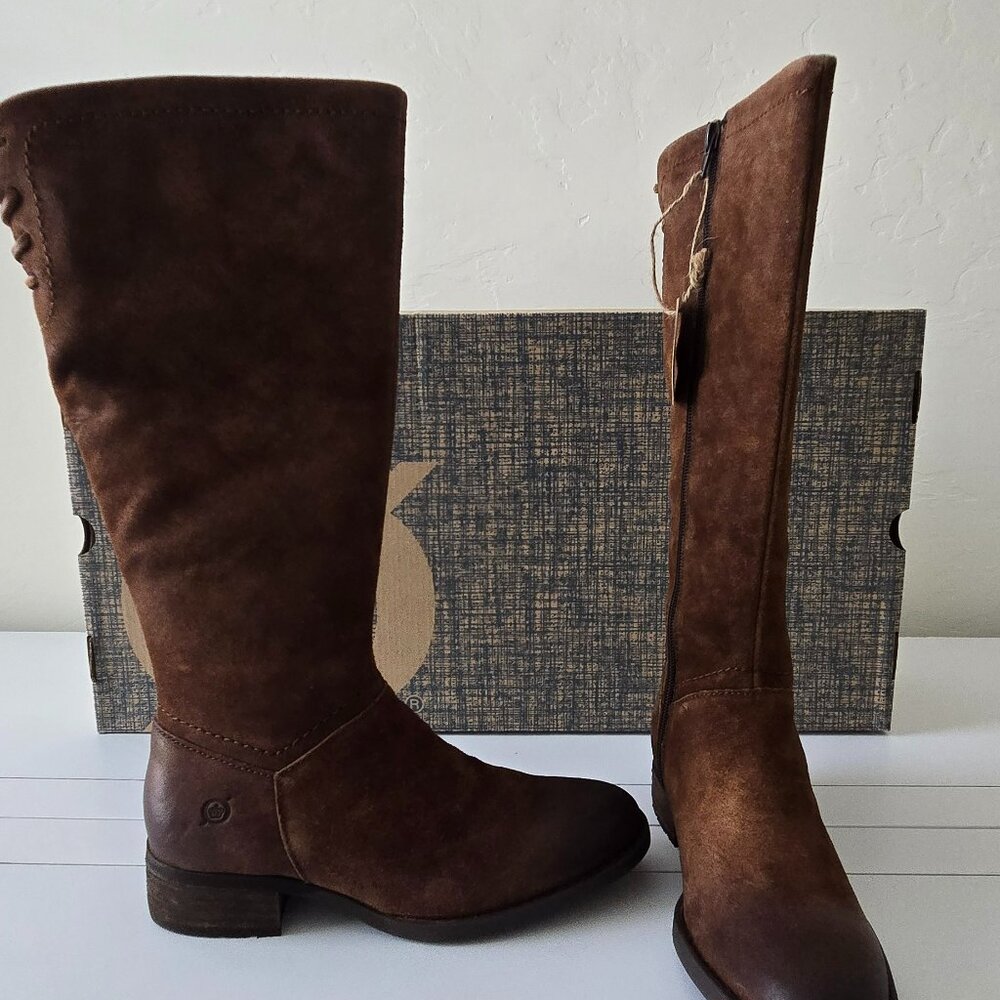 Børn Hayden Knee-High Riding Boots – Rust Tobacco Distressed Leather